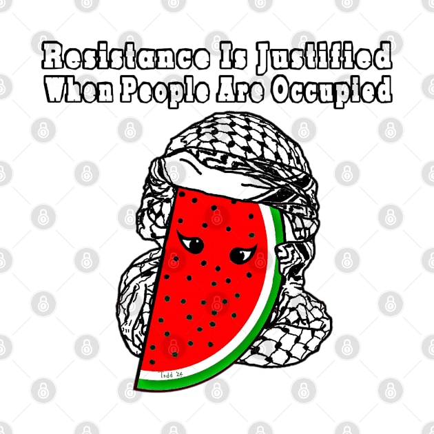 Resistance Is Justified When People Are Occupied Watermelon Keffiyeh Free Palestine With Eyes - Wrapped - Front by SubversiveWare