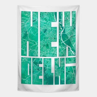 New Delhi, India, City Map Typography - Watercolor Tapestry