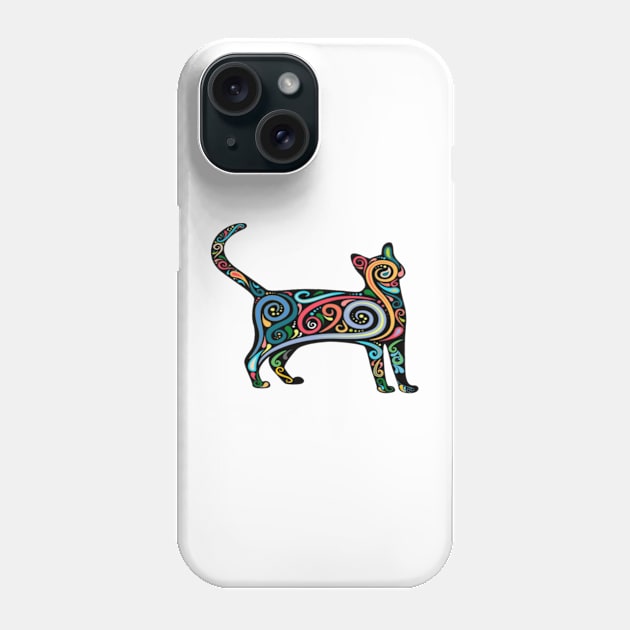 cat silhouette with colorful Design - Gifts Phone Case by kedesign1