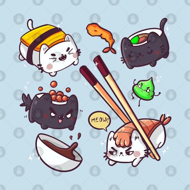 Sushi cats by lunaticpark