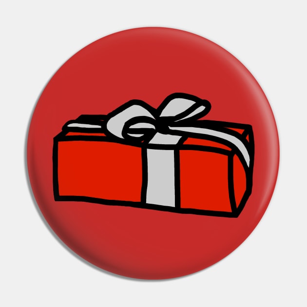 A drawing of a red gift box with a bow. Christmas gift christmas