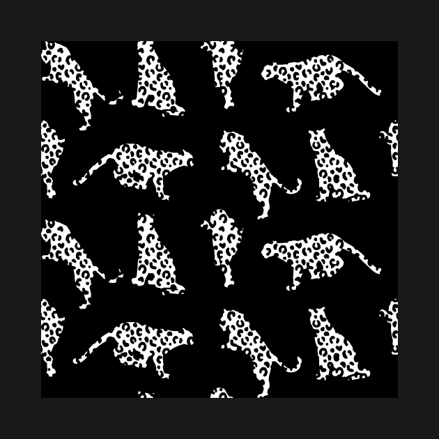 Black and White Leopard Silhouettes by Carolina Díaz