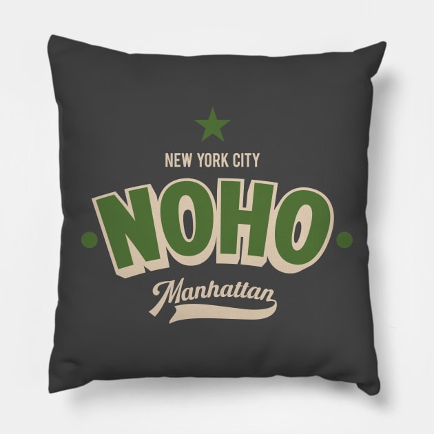 Streetwise Manhattan: Rock Noho's Urban Edge in Style Pillow by Boogosh