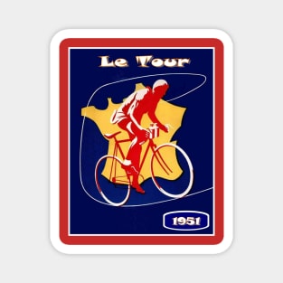 Le Tour  Vintage 1951 Bicycle Racing Print Magnet