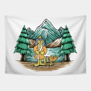 Phooey and Spot in the Mountain Lake Tapestry