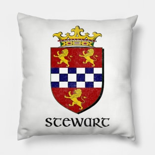 Stewart Name / Faded Style Family Crest Coat Of Arms Design Pillow