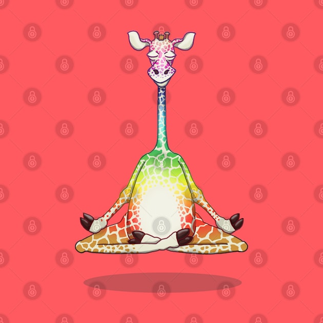 Levitating Meditating Giraffe Rainbow by Jitterfly