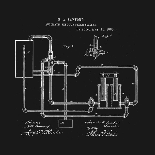 Automatic Feed for Steam Boilers Vintage Patent Hand Drawing by TheYoungDesigns