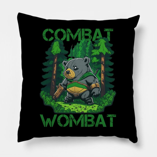 Combat Wombat - Wombat Warrior Pillow by SergioCoelho_Arts