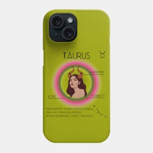 Taurus Aura: Embracing Green, Pink, and Brown Harmony Phone Case