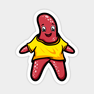 Cute Anthropomorphic Human-like Cartoon Character Starfish in Clothes Magnet