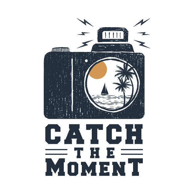 Camera With Beach View. Catch The Moment. Double Exposure Style. Motivational Quote by SlothAstronaut