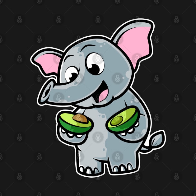 Cute Elephant Eating Avocado Kawaii Neko Anime graphic by theodoros20