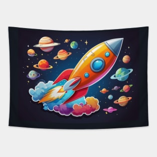 Launching a rocket into space Tapestry