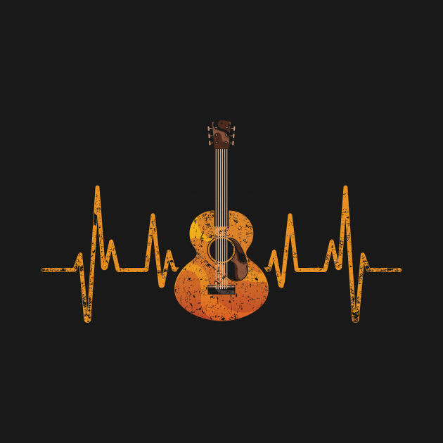 Disover Heartbeat Guitar Musical Instrument Guitarist - Guitarist - T-Shirt