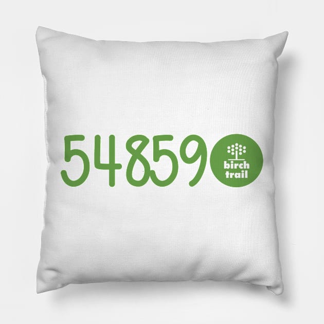 Camp Birch Trail Zip Code Pillow by hcohen2000