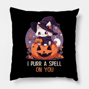 Funny Cat Pun Witch Spell Graphic Men Kids Women Halloween Pillow