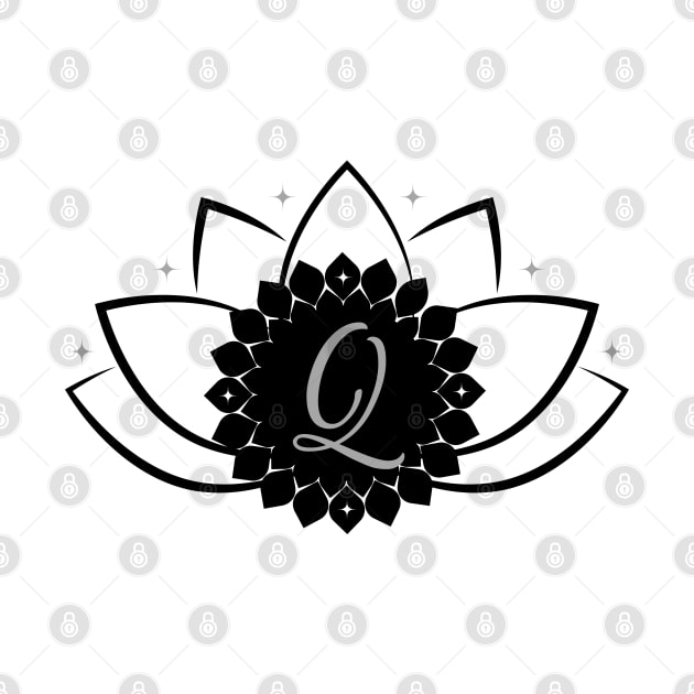 Q - Lotus Flower Monogram by Mazzlo Shop