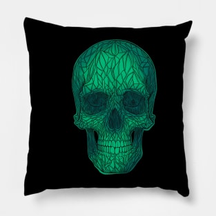 Stained Glass Skull - green version Pillow