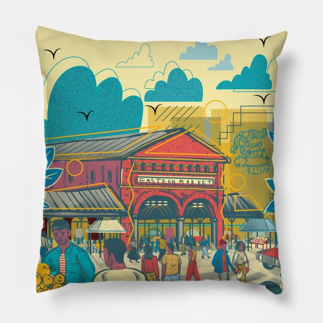 EASTERN MARKET Pillow by JAR THINGS AND STUFF