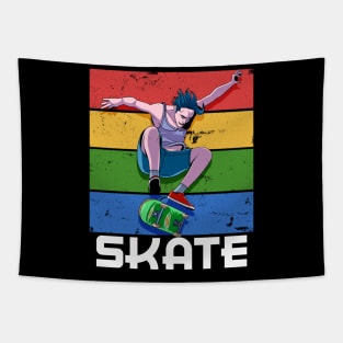 Skateboarding Skater Kickflip Vintage Skate Gift Tapestry