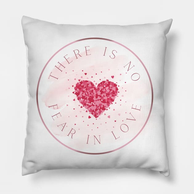 This is no fear in Love Red heart Pillow by Mission Bear