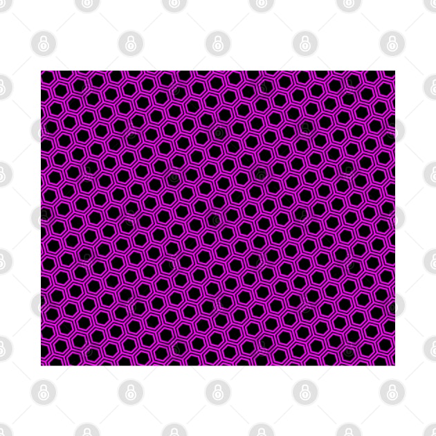 Pattern hexagonal pink on black background by la chataigne qui vole ⭐⭐⭐⭐⭐