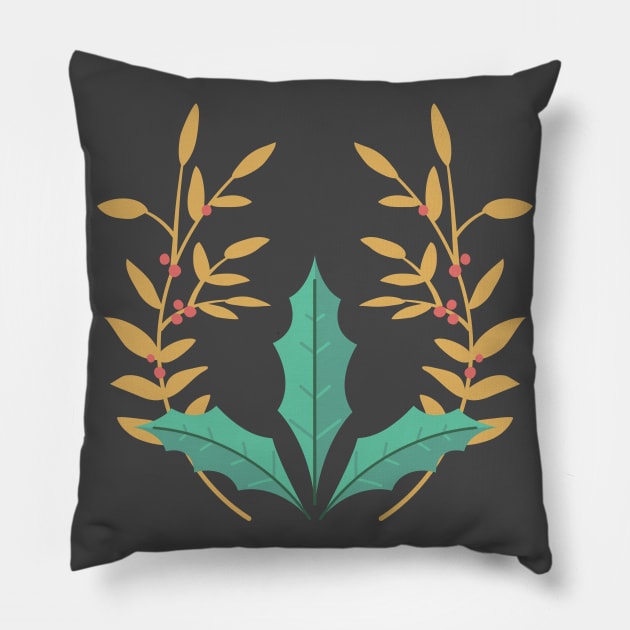 Cute Folk Art Holly Pillow by SWON Design