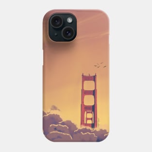 San Francisco Golden Gate Bridge Sunset Anime Scenery Phone Case