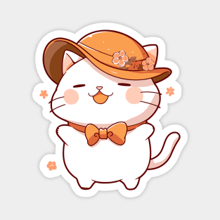 Kawaii cat ready for Thanksgiving diner Magnet