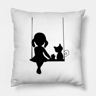 Girl and cat Pillow