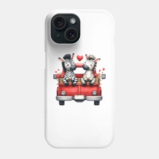 Valentine Zebra Couple Sitting On Truck Phone Case