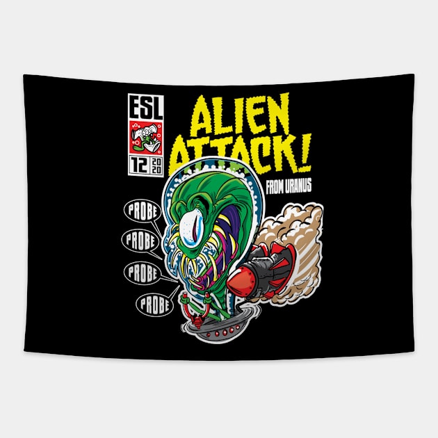 Alien Attack from Uranus Tapestry by eShirtLabs