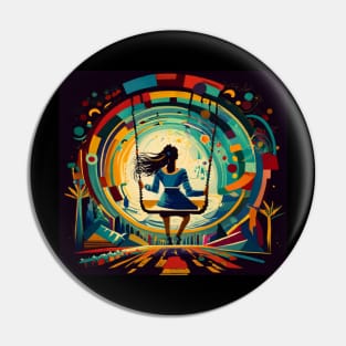 Abstract Lady on a Swing Watercolor Pin