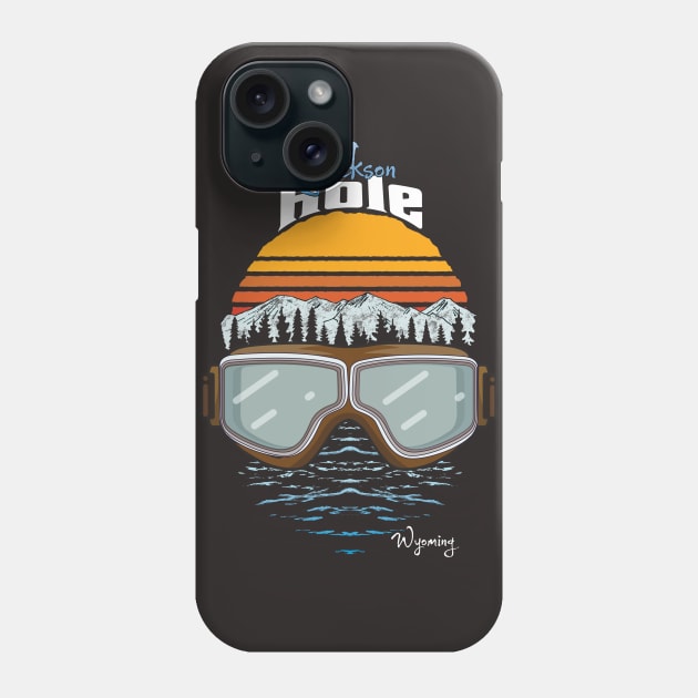 Jackson Hole Wyoming Skiing Art Phone Case by USProudness