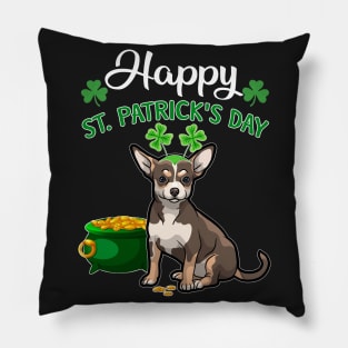 Happy St Patrick_s Day For Chihuahua Lovers T shir Pillow
