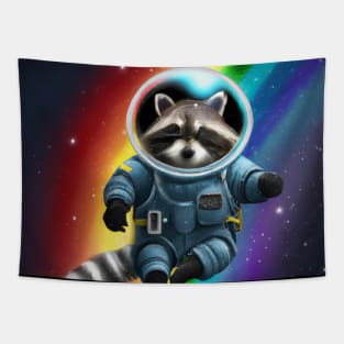 Rainbow Raccoon Astronaut Tapestry