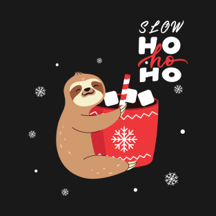 Slow HO HO christmas sloth santa T-Shirt