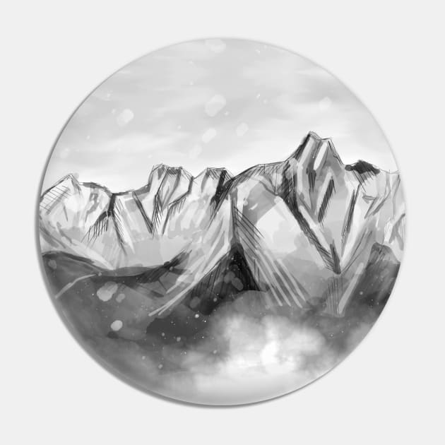 Black Snow Valley Mountains Pin by AnnaEleCreate