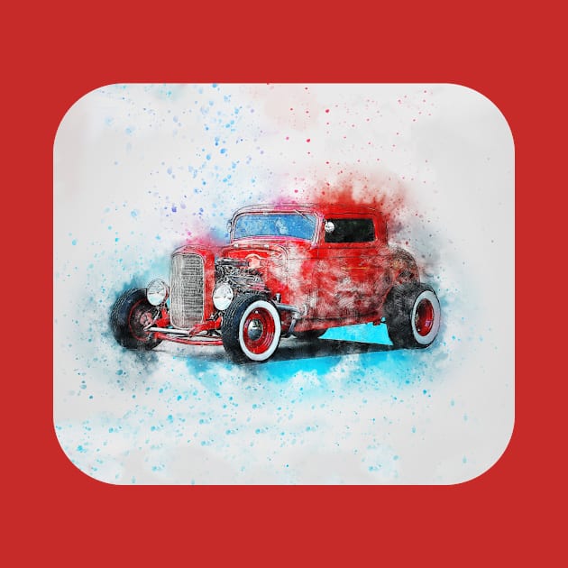 Vintage Red Car by Deanna