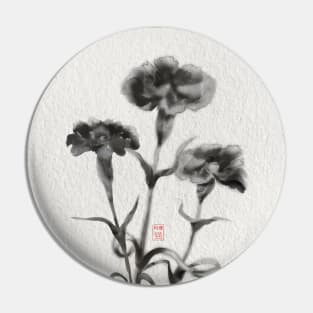 sumiE ink chinese brush carnations Pin