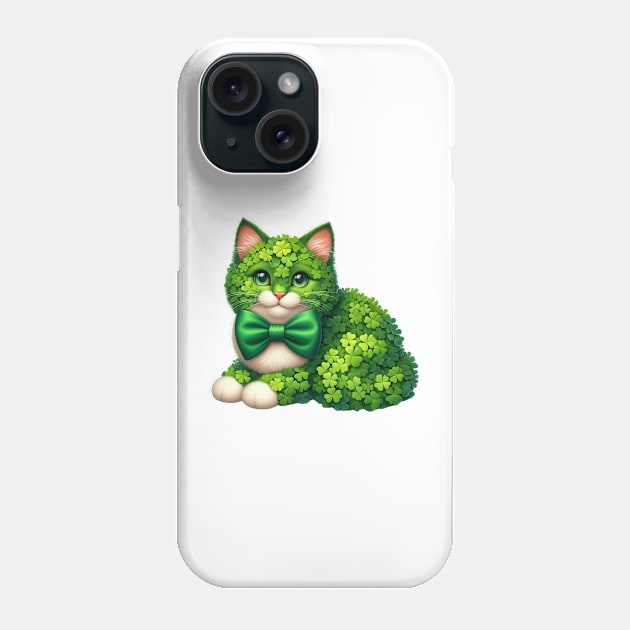 Clover Turkish Van Cat St Patricks Day Phone Case by Chromatic Fusion Studio