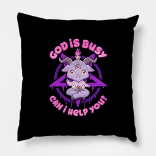 God Is Busy Can I Help You? - Cute Anime Baphomet Pillow