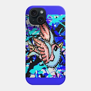 blue graffiti bird Phone Case