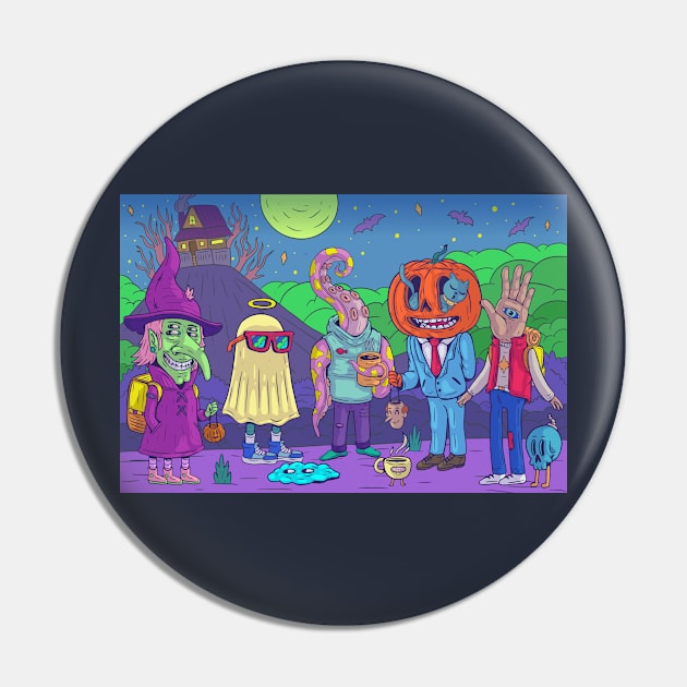 Spooky Halloween Creatures Cartoon Illustration Pin by Mako Design 