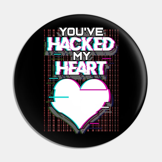 Hacked Heart Computer Geek Valentine Pin by creative