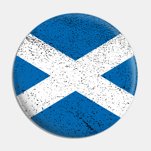Distressed Scottish Saltire St Andrews Flag Design Pin by MacPean