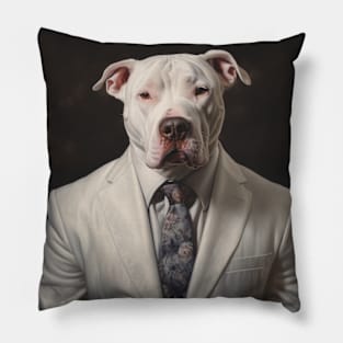 Dogo Argentino Dog in Suit Pillow