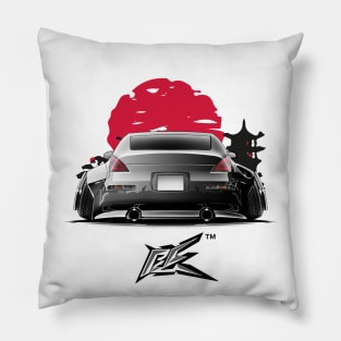 nissan 350z rear stanced black white gradient Pillow