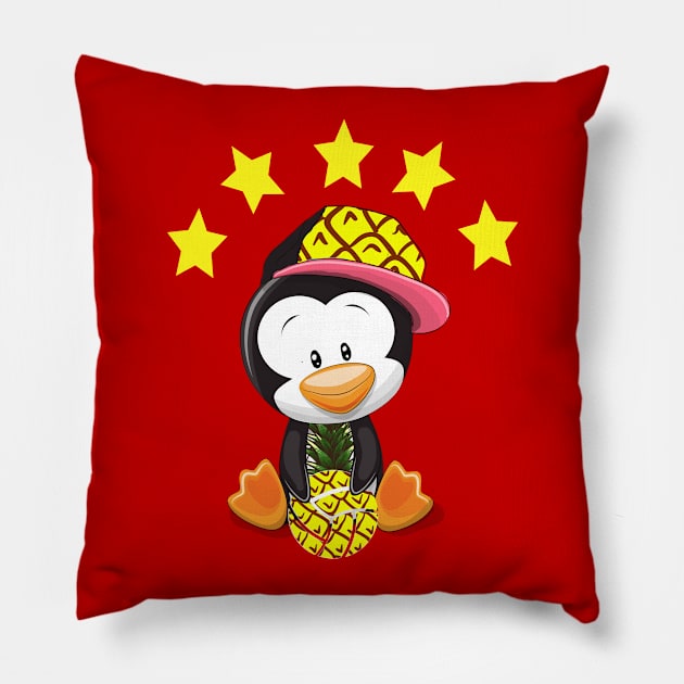 FUNNY PINAPPLE VOLLEYBALL PENGUIN Pillow by Oliverwillson